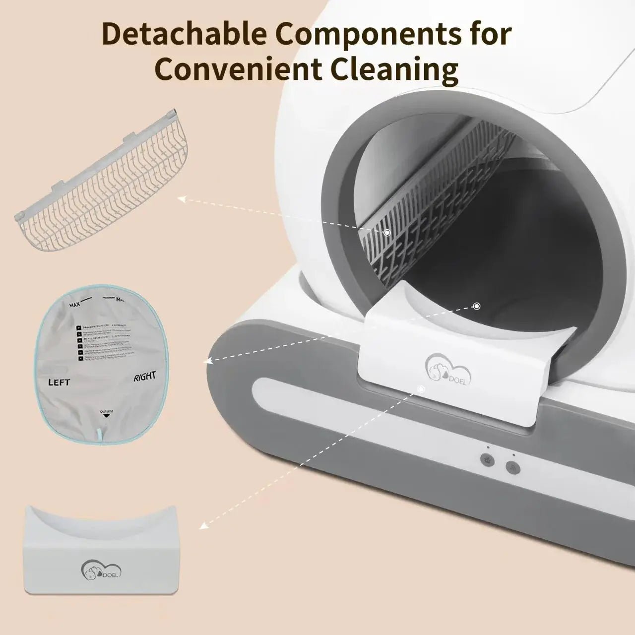 DOEL 65L Smart Self-Cleaning Cat Litter Box With App Control by Whisker House