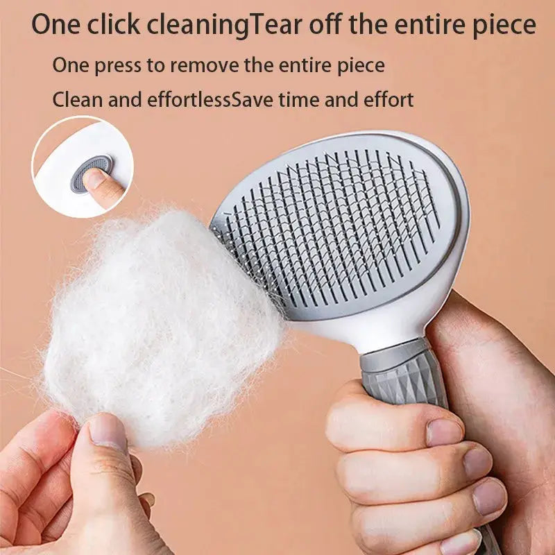 Whisker House Pet Hair Brush & Cat Comb deshedding grooming brush with gray handle and metal teeth