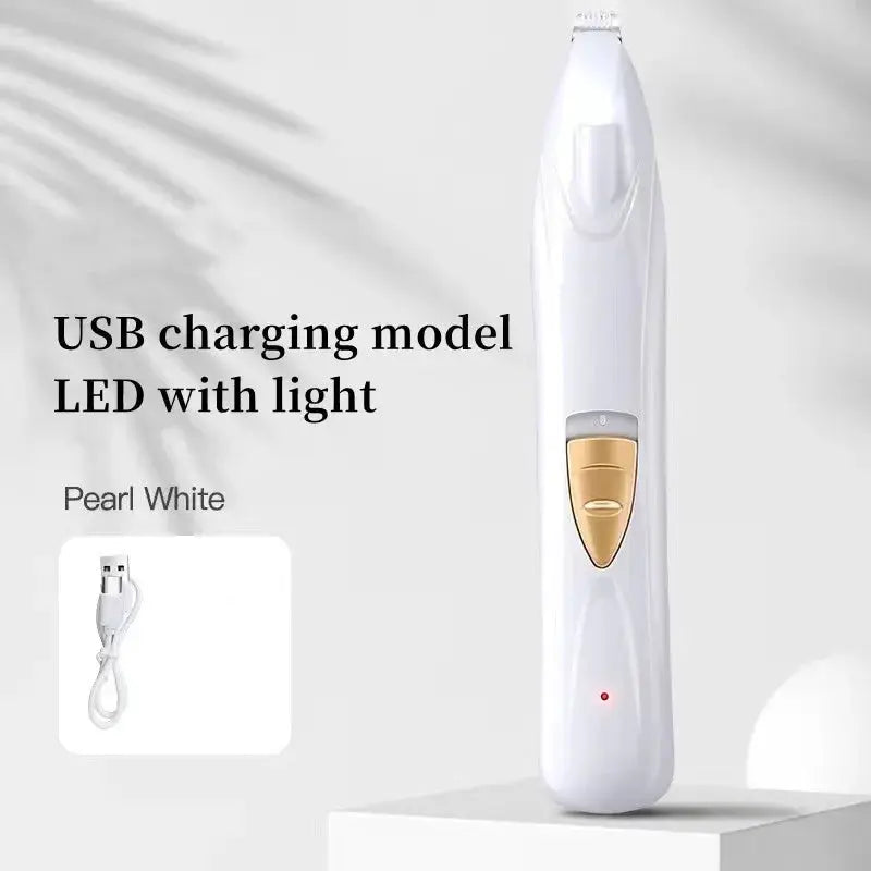 Whisker House electric pet trimmer, pearl white USB charging model with LED light