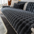 Load image into Gallery viewer, Velvet couch cover by topspet, dark gray plush quilted sofa throw
