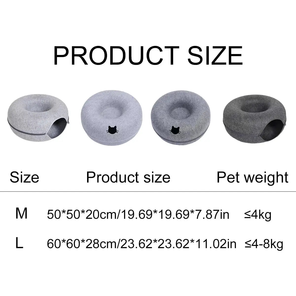 Whisker House Felt Donut Cat Bed Dual Purpose Cat Tunnel Bed And Hideout Modern Sleep Solution For Indoor Cats by Whisker House