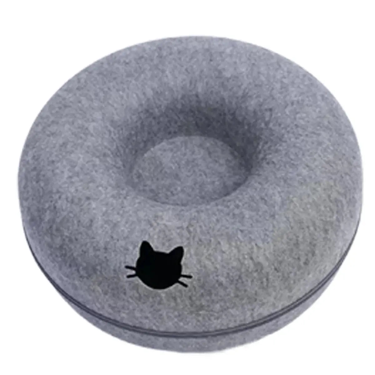 Whisker House Felt Donut Cat Bed Dual Purpose Cat Tunnel Bed And Hideout Modern Sleep Solution For Indoor Cats by Whisker House