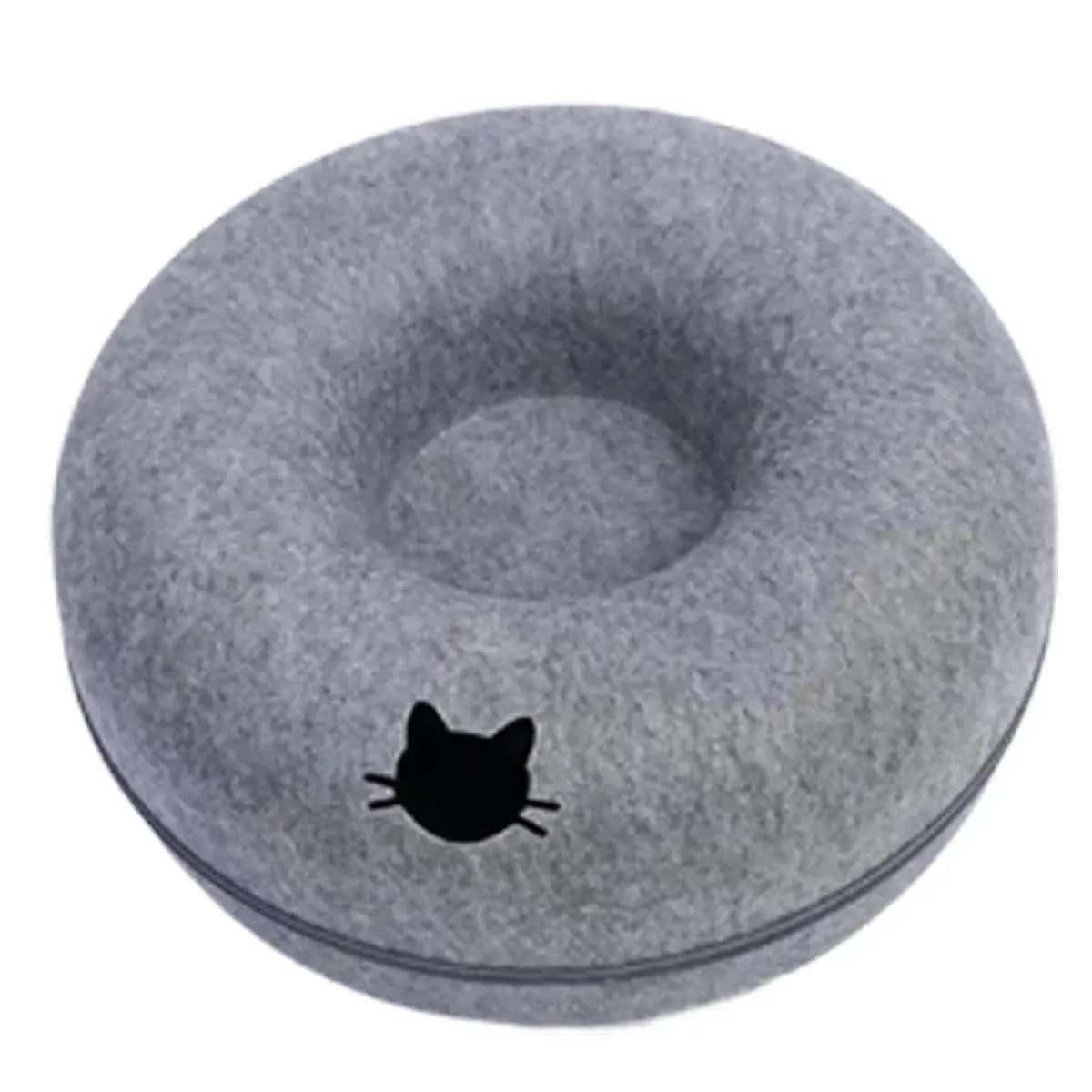 Whisker House Felt Donut Cat Bed Dual Purpose Cat Tunnel Bed And Hideout Modern Sleep Solution For Indoor Cats by Whisker House