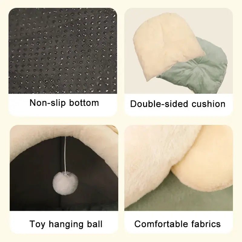 Deep Sleep Premium Foldable Washable Cat Cave Bed For All Pets With Secure Semi Closed Design For Anxiety Relief by Whisker House