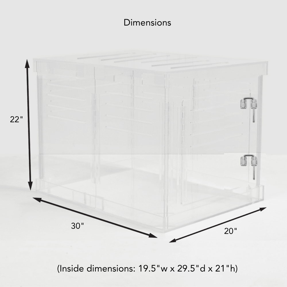 Hiddin Clear Acrylic Dog Crate – Medium, Silver Latch
