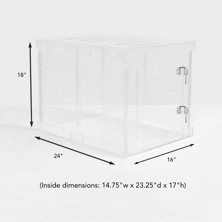 Hiddin Clear Acrylic Dog Crate – Small, Silver Latch