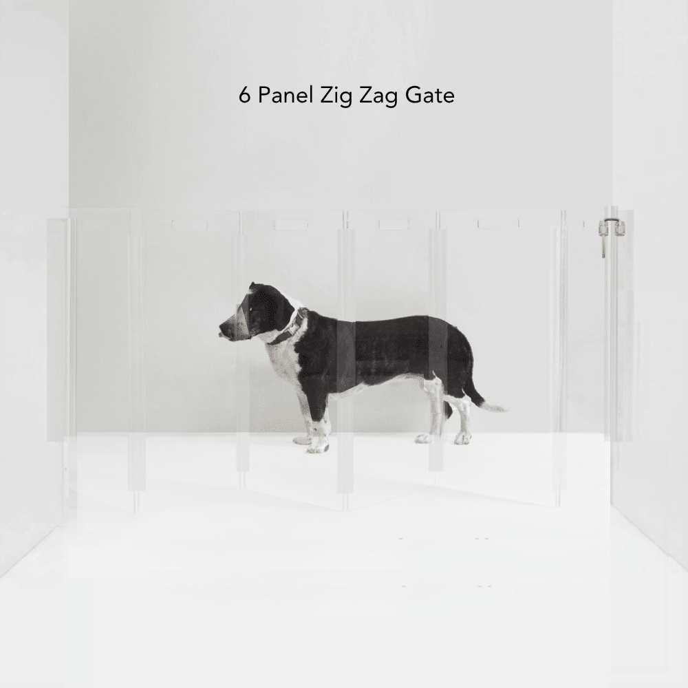 Hiddin Clear Acrylic Wall-Mounted Zig Zag Pet Gate – 30 in High