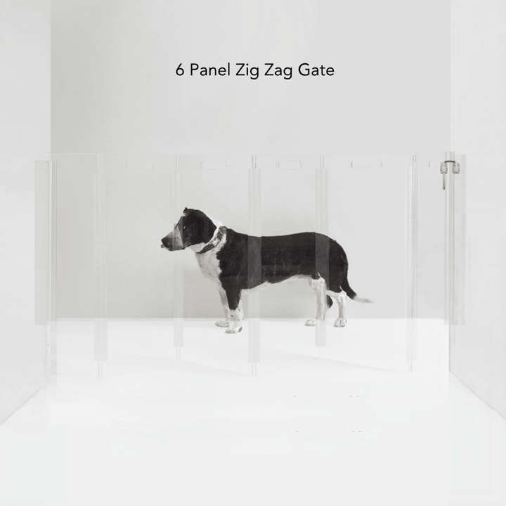 Hiddin Clear Acrylic Wall-Mounted Zig Zag Pet Gate – 30 in High
