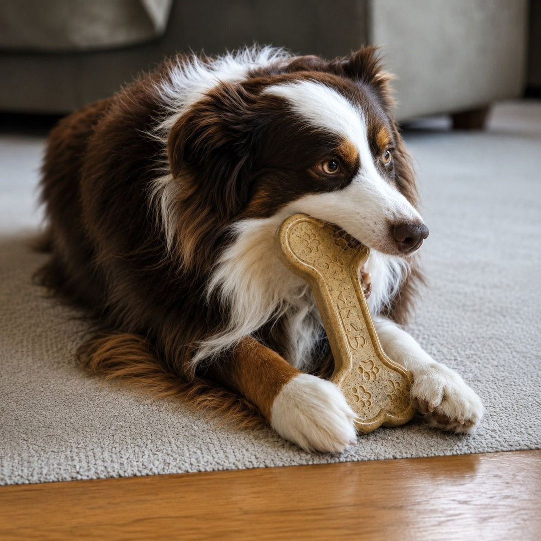 SodaPup Bone eChew nylon dog chew toy in brown, view 4