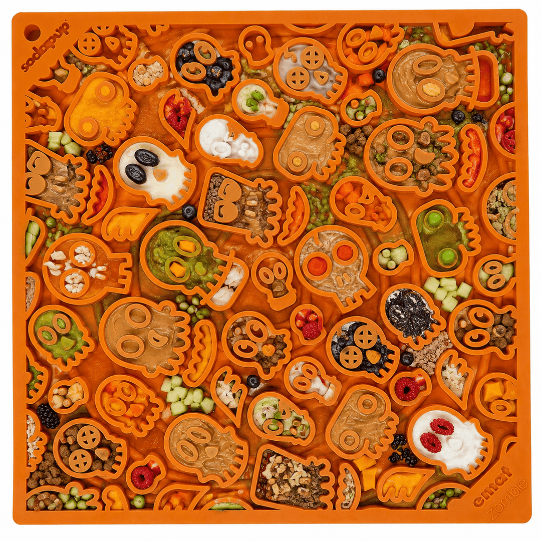 SodaPup Zombie eMat TPE lick mat in black or orange, view 2