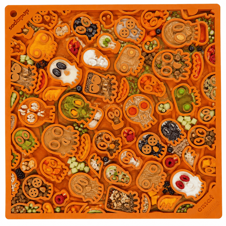 SodaPup Zombie eMat TPE lick mat in black or orange, view 2