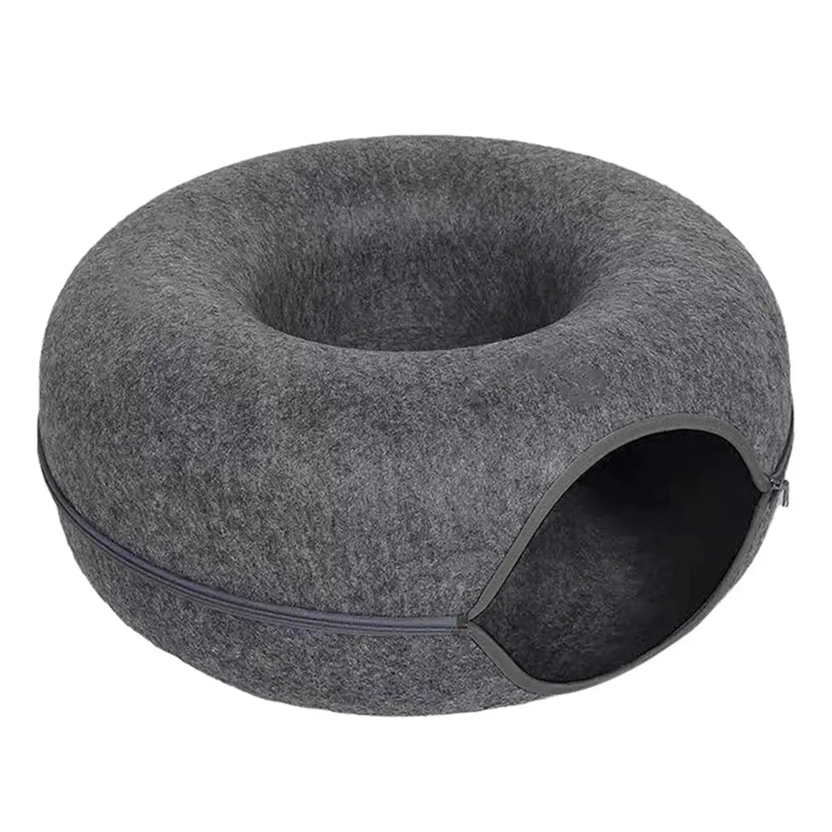 Whisker House Felt Donut Cat Bed Dual Purpose Cat Tunnel Bed And Hideout Modern Sleep Solution For Indoor Cats by Whisker House