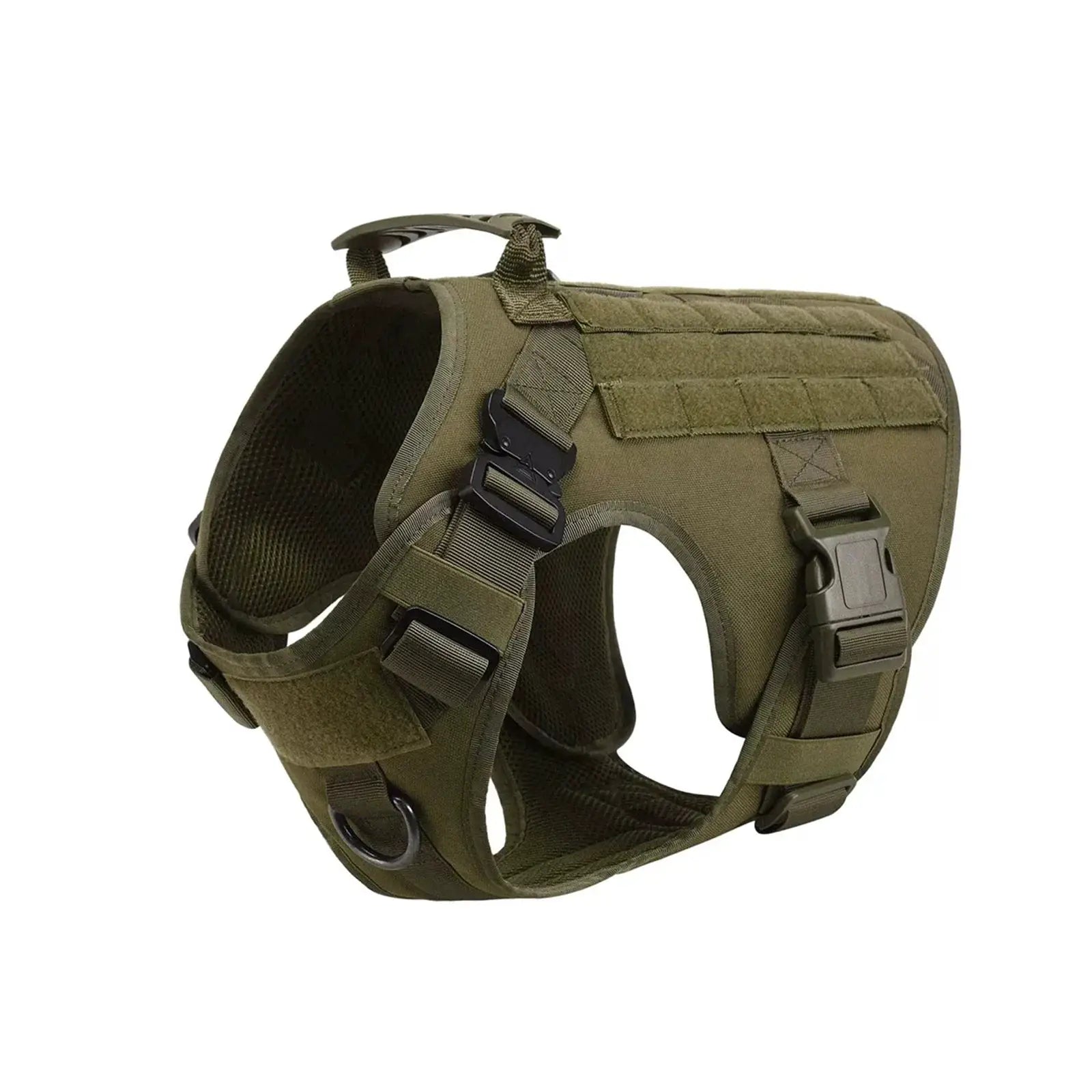 Ultimate Explorer Tactical Dog Harness Leash Set Heavy Duty Handle Training Hiking Control Medium Size Black by Fashioned Furbabies