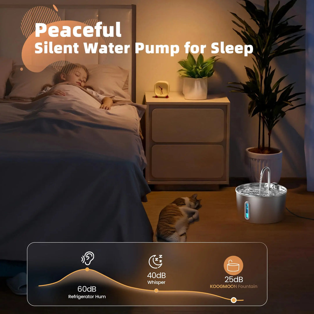 Round fountain in a bedroom scene
