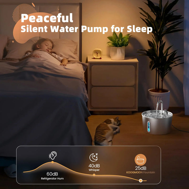 Round fountain in a bedroom scene