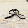 Load image into Gallery viewer, Halter Ego Black Leather Safari Dog Leash Featuring Topaz Crystal Accents Brass Hardware With Suede Padded Handle by Halter Ego®
