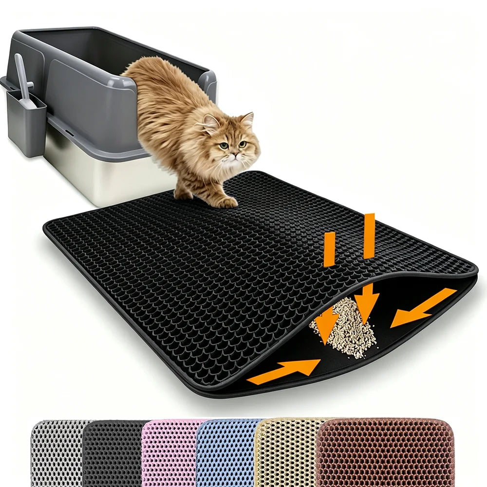 Black double-layer litter mat