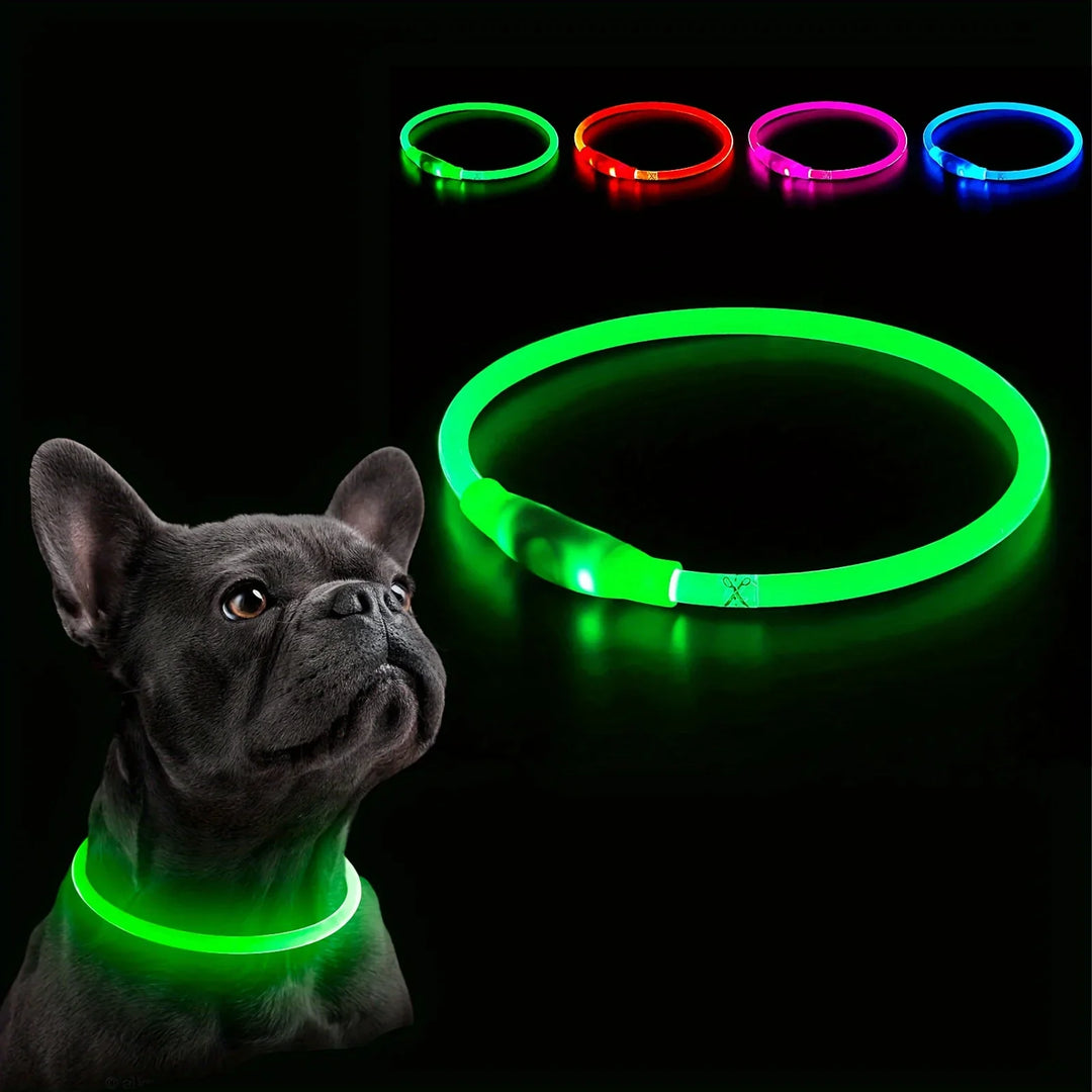 Green LED collar with color examples