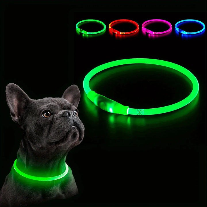 Green LED collar with color examples