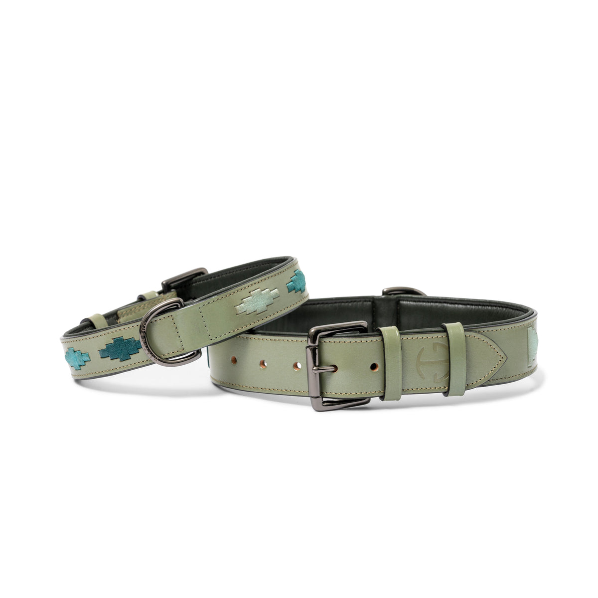 Halter Ego Sea Glass Leather Dog Collar