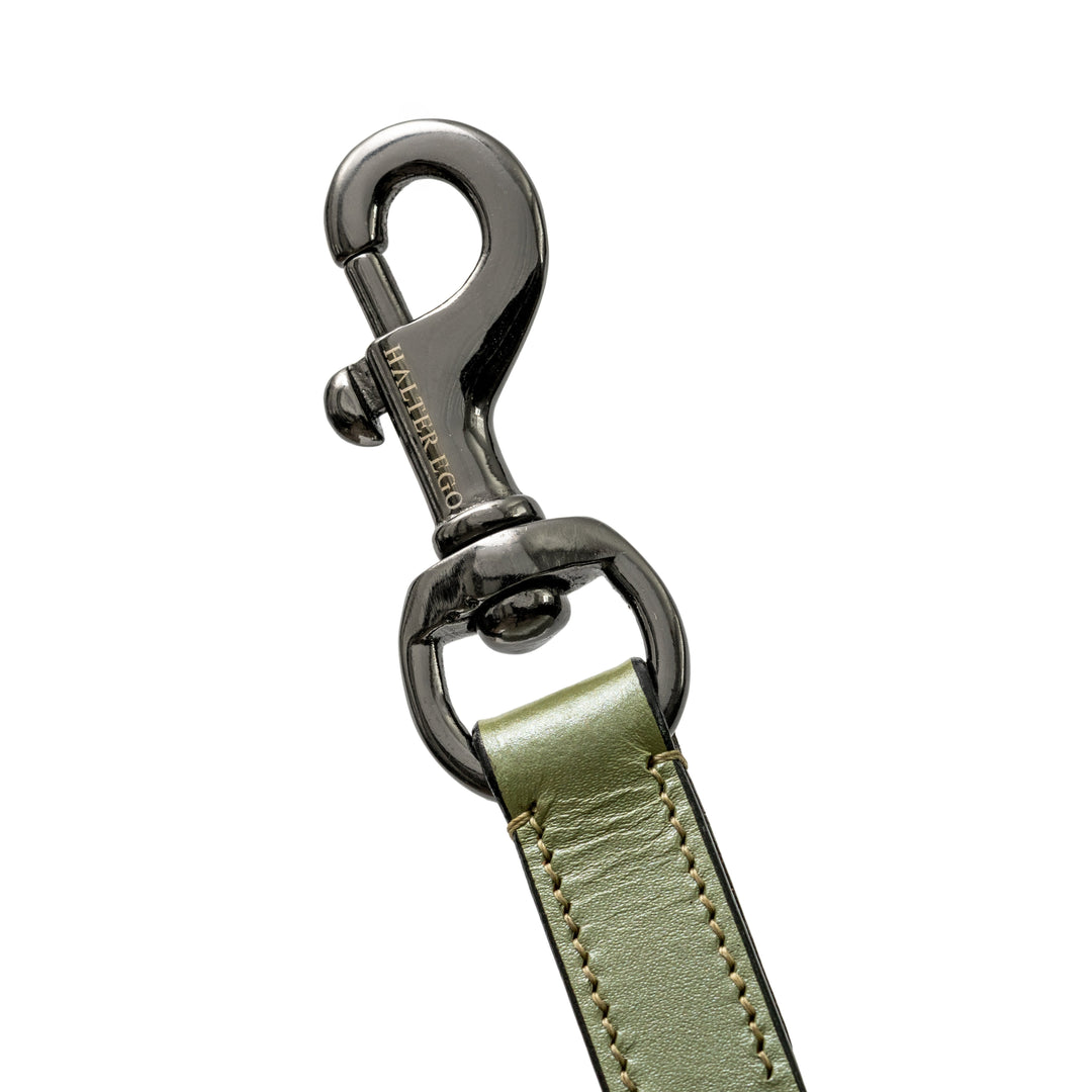 Halter Ego Sea Glass Leather Dog Leash, swivel snap