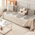 Load image into Gallery viewer, Double-Sided Chenille Couch Slipcovers by topspet in beige with circular pattern for sofa protection
