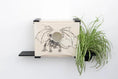 Carica l'immagine nel visualizzatore della galleria, Deluxe Cat Cubby Bed, beige cardboard cat condo with round entry and dragon illustration.
