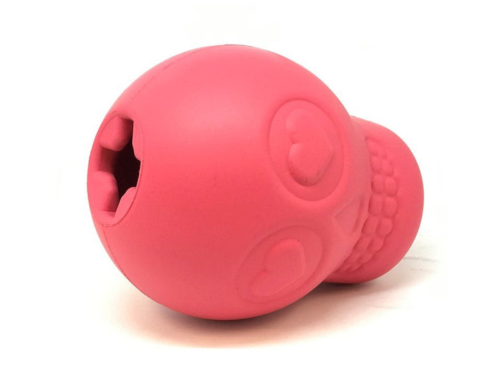SodaPup Sugar Skull rubber dog treat dispenser in pink, view 6