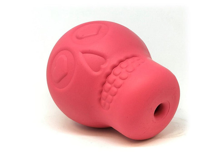 SodaPup Sugar Skull rubber dog treat dispenser in pink, view 7
