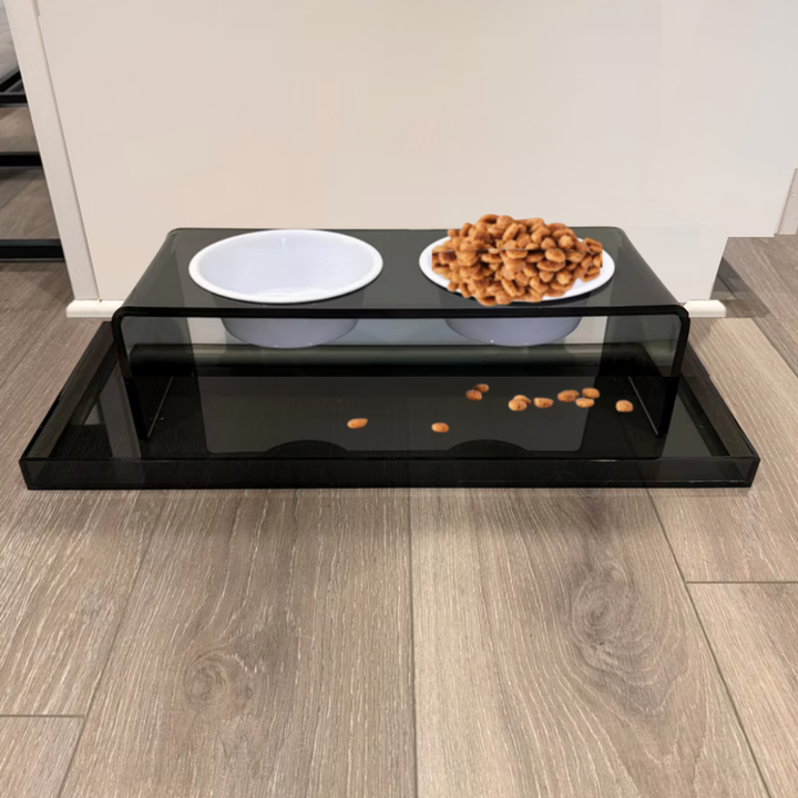 Hiddin Smoke Grey Acrylic Double Feeder – 3 in High