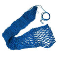 Load image into Gallery viewer, Gatsby Slow Feed Hay Net, blue mesh hay bag with drawstring, 2 shown
