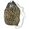 Load image into Gallery viewer, Gatsby Slow Feed Hay Net by StateLineTack, black hay bag with hay-filled net.
