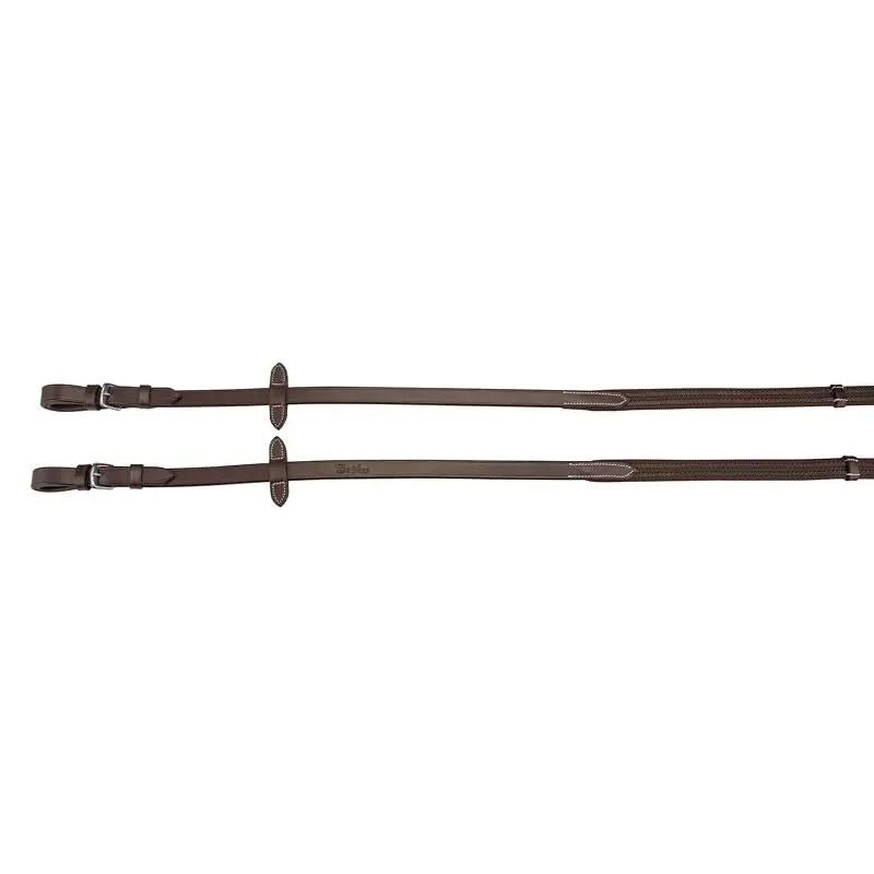 DaVinci Web Anti-Slip English Reins with buckles, brown leather, set of 2