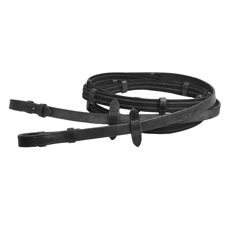DaVinci Web Anti-Slip English Reins by StateLineTack, black leather pair with buckle ends.