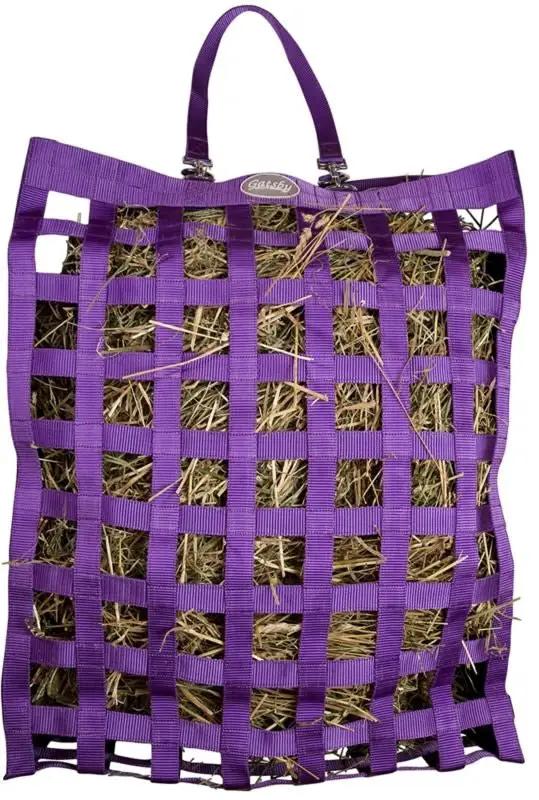 Gatsby All Natural Slow Hay Feeder hay bag by StateLineTack, purple lattice net