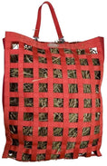 Load image into Gallery viewer, Gatsby All Natural Slow Hay Feeder hay bag by StateLineTack, red woven lattice with sturdy handles.
