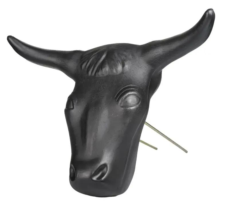 Tabelo Steer Head with Spikes for roping, black head with long horns.