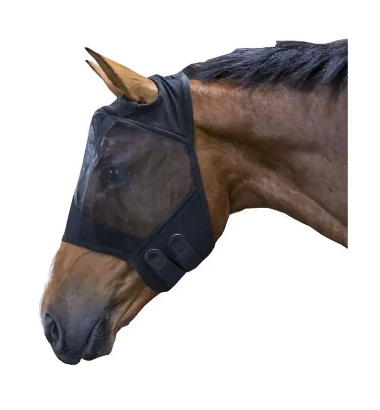 Defender Comfort Fly Mask without Ears for horses, black mesh with under-jaw fasteners