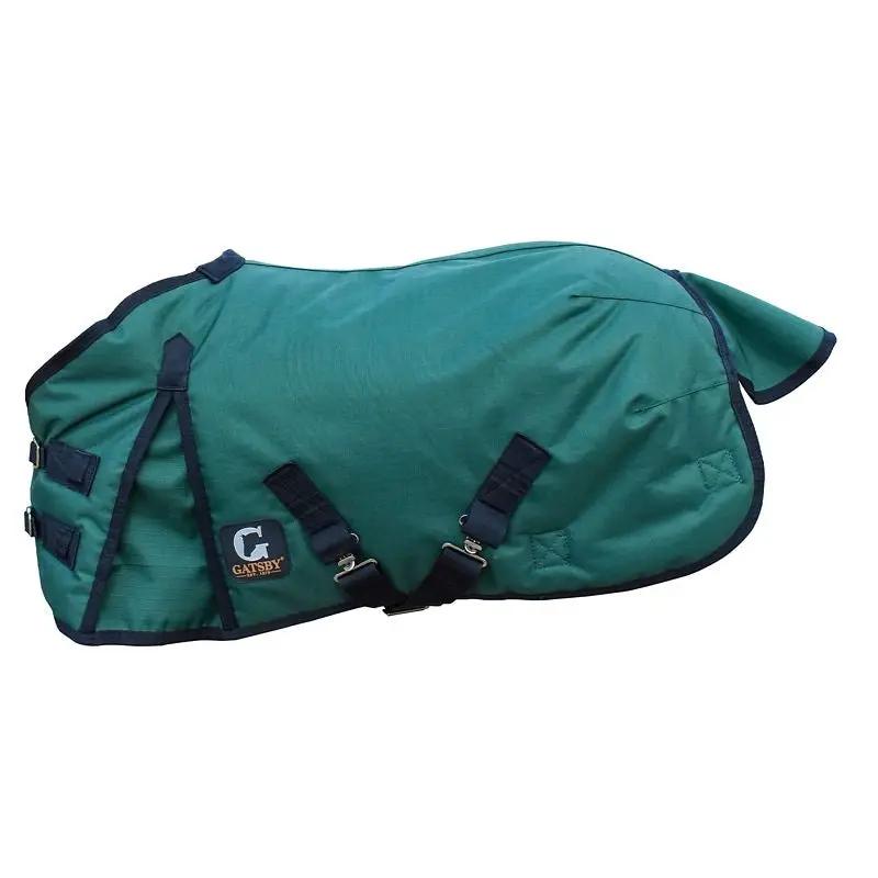 Gatsby Mini Blanket, StateLineTack turnout horse blanket in green with navy trim and buckles