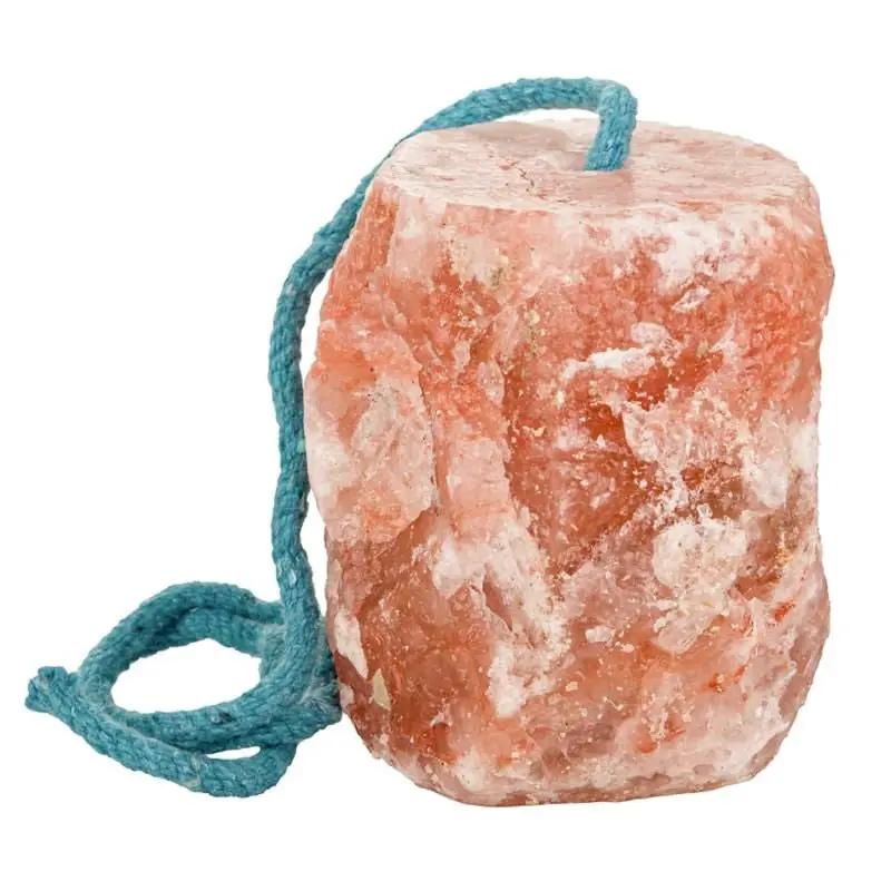 Gatsby Himalayan Rock Salt 7lb pink salt block salt lick with teal rope by StateLineTack