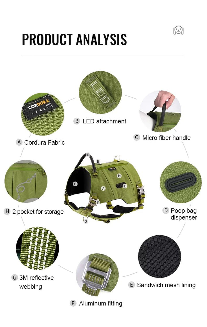 TrueLove Tactical Dog Harness with Hidden Pockets TLB2251