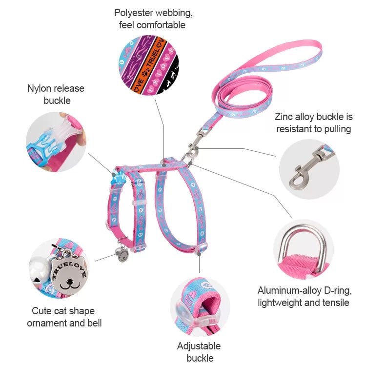 TrueLove Adjustable Cat Harness &amp; Leash Set TLH3912