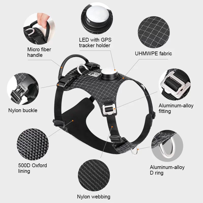 TrueLove LED Light-Up Dog Harness with Tracker Holder TLH6771