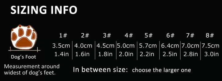 TrueLove Outback Dog Boots TLS4861 – Yellow (Pair) – size chart