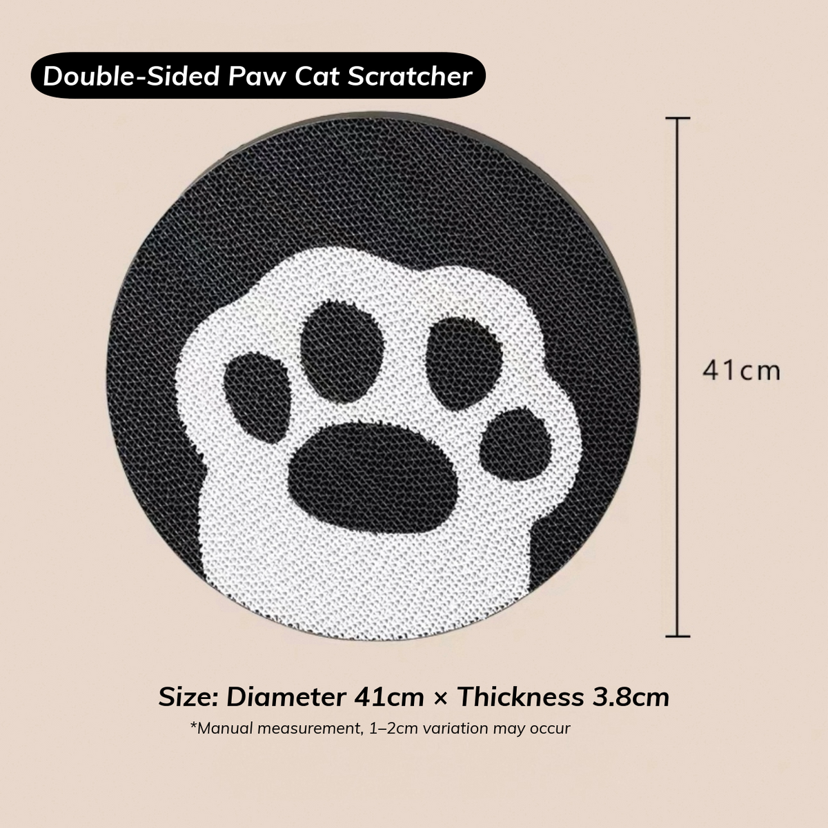 Paper Park Double-Sided Cat Scratcher – Paw – with dimensions