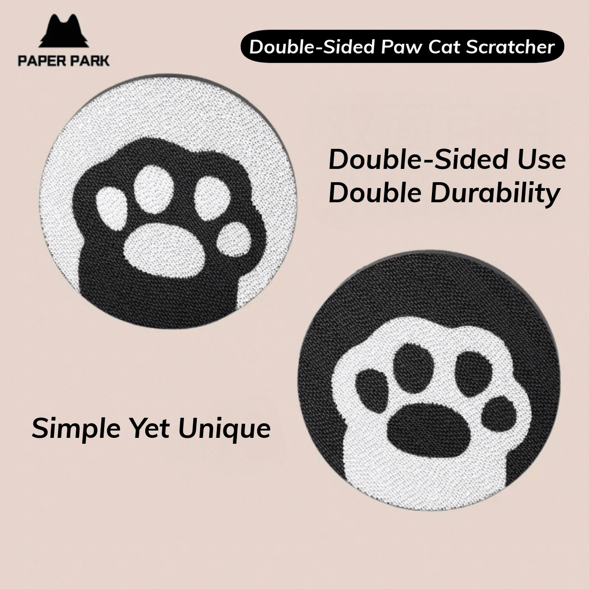 Paper Park Double-Sided Cat Scratcher – Paw – with dimensions