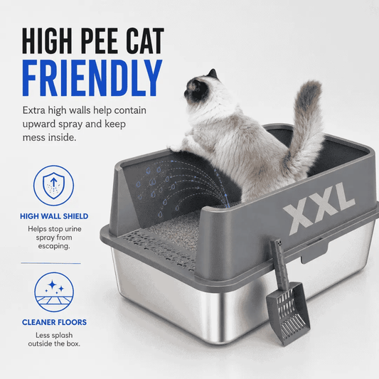 XXL 304 Stainless Steel Cat Litter Box by 4FurBaby