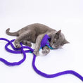 Load image into Gallery viewer, Catch a Mouse by the Tail wool cat toy in purple with a long rope tail
