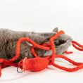 Load image into Gallery viewer, Catch a Mouse by the Tail Wool Cat Toy, red yarn mouse on a string
