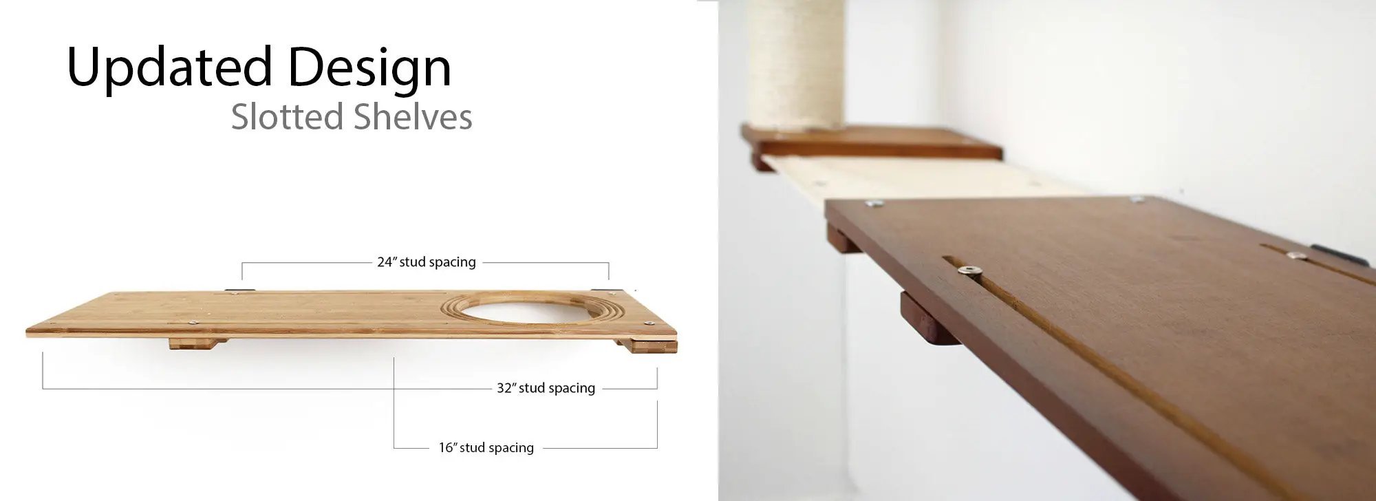 Cat Plant Stand for Wall by Catastrophic Creations; wooden wall-mounted cat shelves with slotted design.